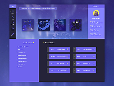 Your wishlist, sir angularjs dashboard purple todo ui ux vuejs wishlist