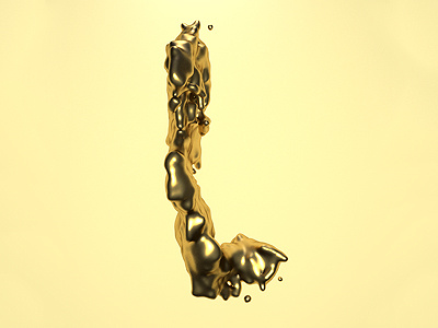 L - 36daysoftype challenge gold hand lettering liquid liquid shape molten gold typography