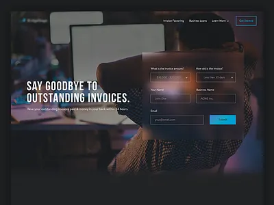 Invoice Factoring Web Design accounting branding dark finance form invoice money ui ux web website wordpress