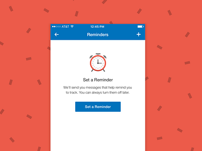 Reminders Empty State alarm alarm clock button clock confetti empty state icon illustration pattern red reminder reminders