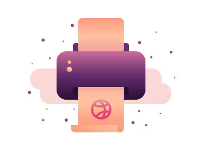 Dribbble invite dribbble invite illustration printer vector