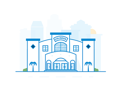 St. Pete Coliseum blue building city coliseum flat illustration palm simple st pete st petersburg vector