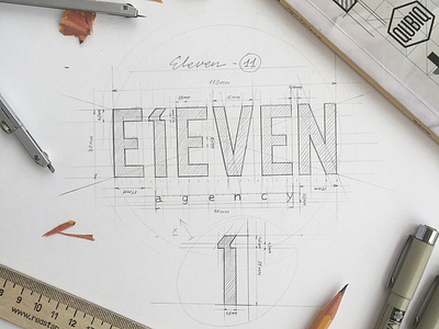 Eleven eleven logo pencil sketch type