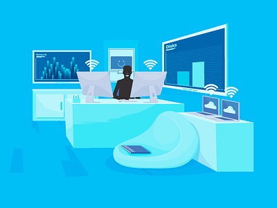 IBM New technologies for a smart planet blue characters cyan innovation it supply technology work space