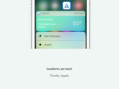 iOS 10 3d app apple clean freelance gradient ios 10 product touch weather widget wwdc