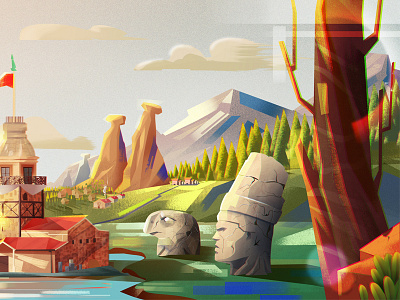 Turkish Airlines airlines airplane art artwork conceptart digitalart illustration landscape nature turkishairlines