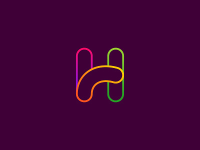 H letter alphabet colorful h letter line neon rainbow