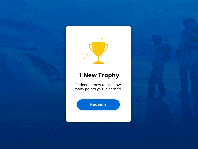 PlayStation Trophy Rewards Concept animation card mobile playstation points rewards ui