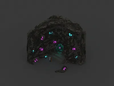 Voxel experiment | The Cave 3d art cascade illustration voxel voxelart water