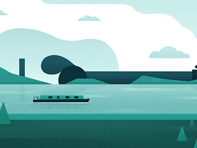 Waterfront Magazine boat guitar illustration magazine music river waterfront