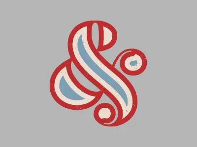 And america ampersand blue patriotism red retro typography vintage white