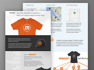 Printfection Case Study contrast full width hero orange swag typography web