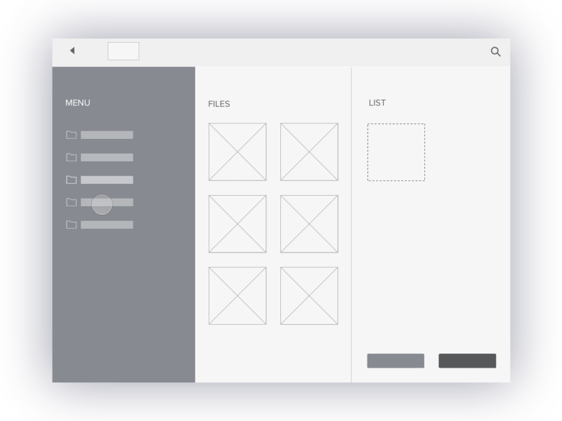 Wireframe; Filemanager filemanager files folder principal wireframe