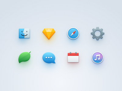 Simple Icons calendar chat coda colors finder icon imessage itunes safari settings simple sketch