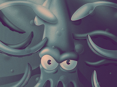 Giant Squid! grain illustration illustrator japan san diego seafood squid sushi vector vintage