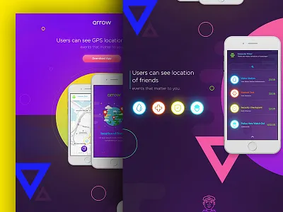 Friend App app color gps ios iphone logo map police social ui ux water
