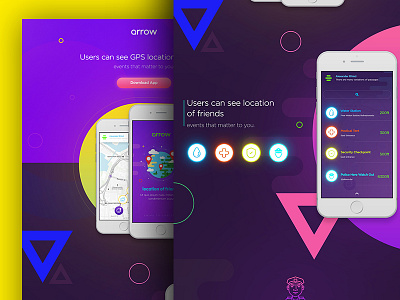 Friend App app color gps ios iphone logo map police social ui ux water
