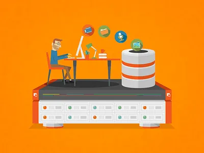 Content as a service cms content designer desk icons illustration platform working