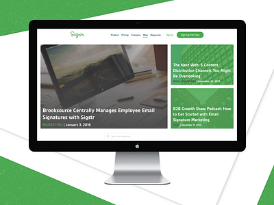 Sigstr Blog Redesign blog design email signatures marketing saas sigstr ui