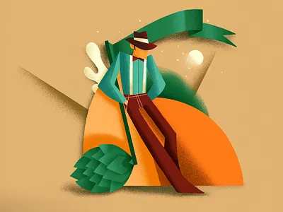 Hop character design geometric illustration vintage