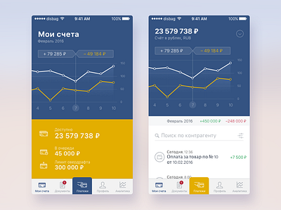 Concept of Banking App account bank banking cash credit card finance graph interface ios10 money statistic