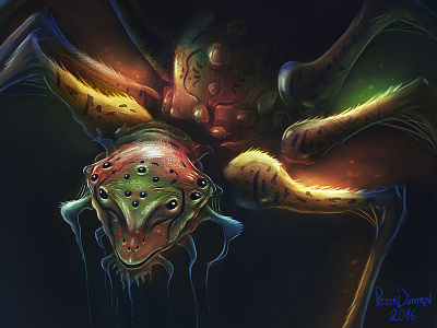 Night Crawler - Detail Shot crawl dark digitalart fantasy illustration insect night painting peterdimitrov spider