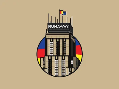 RUNAWAY Brand Collab Tee building debut digital flag graphic design shirt shot first shot sunset vector