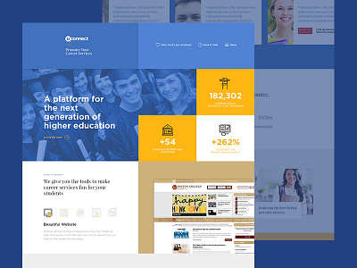 Uconnect Landing Page 2 blue design desktop education minimal shapes ui ux webdesign yellow