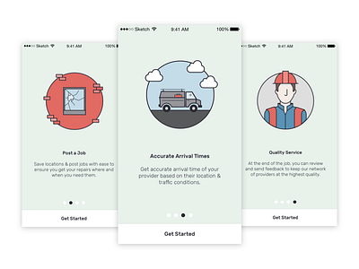 Jak Onboarding Illustrations app help illustrations onboarding repairs trades ui