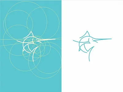 Marlin Logo brand corporate identity fish golden ratio guidelines identity logo design mark marlin modern simple tenuart