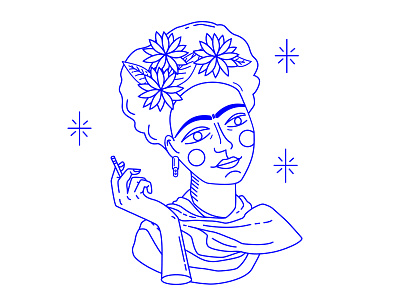 Frida Kahlo blue design draw fanart frida homenaje icon illustration lines mexico