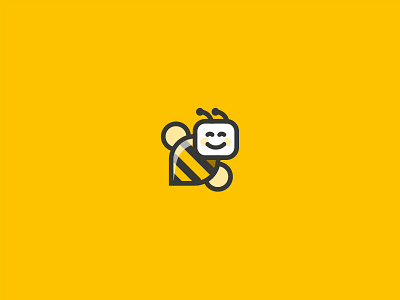 Bee bee design happy logo mark symbol