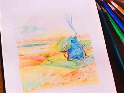 Loneliness castle coloredpencil colors drawing drawingeveryday fantasy illustration mariashishcova moleskine sketchbook