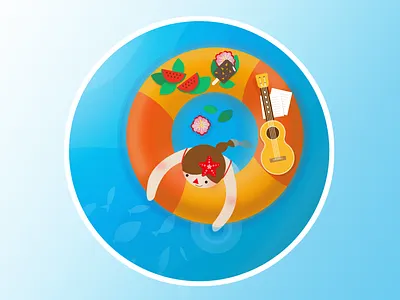 Even if I can't swim! fish flower popsicle ring summer swim ukulele watermelon