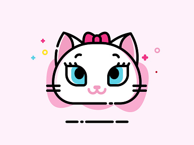 Hello Dribbble!! -Cat Marie animal cat childhood clean cute first illustration invite marie marry pink the aristocats