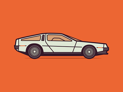 Delorean DMC 12 1980 80s auto autoart back to the future car cubhaus delorean illustration negativebear orange retro