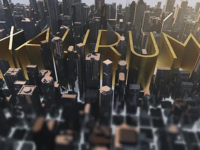 Xaurum 3d animation blockchain city cryptocurrency finance gold money
