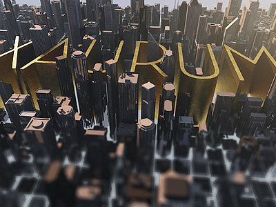 Xaurum 3d animation blockchain city cryptocurrency finance gold money