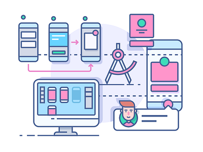 UI/UX design process app design flat illustration kit8 mobile process progress screen ui ux vector