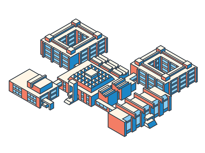 MIET architecture building flat illustration isometric miet motion university zelenograd