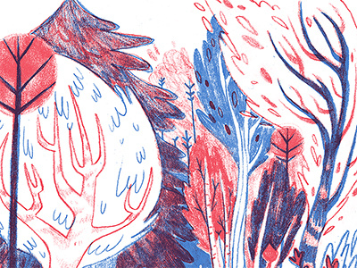 Two Color Forest forest illustration nature riso woods