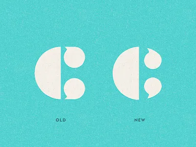 Out with the old, in with the new. c geometric letter speech bubble typography
