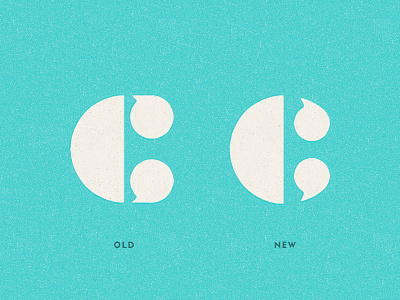 Out with the old, in with the new. c geometric letter speech bubble typography