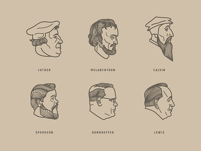 Faces Of The Church faces icons illustration vector