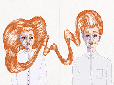 Tiny Love 2 - colour beard connection couple fineliner ginger hair logo love penandink portrait tiny