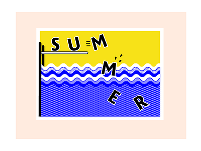 Summer Postcard 1 halftone illustration pool postcard summer swimming vintage waves