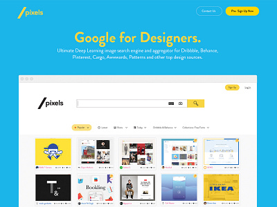 SlashPixels, a Google for Designers ai clean interface landing landing page minimal search ui ux