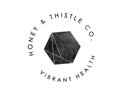 Honey & Thistle Submark health brand hexagon logo design submark wellness brand yoga brand