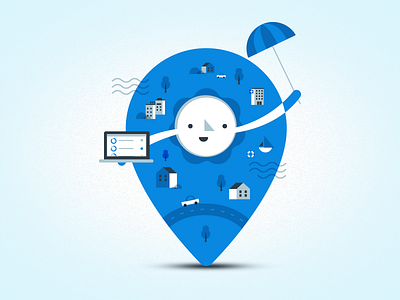 Map Marker city cityscape illustration insurance location sun