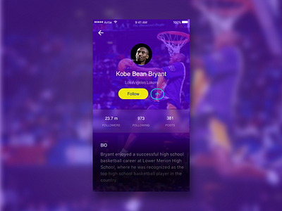 Kobe personal homepage app iphone network page social ui ux